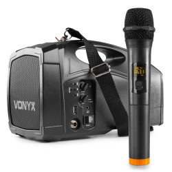 PORTE VOIX BT EN BANDOULLIERE + MICRO MAIN UHF ST014 - rer electronic