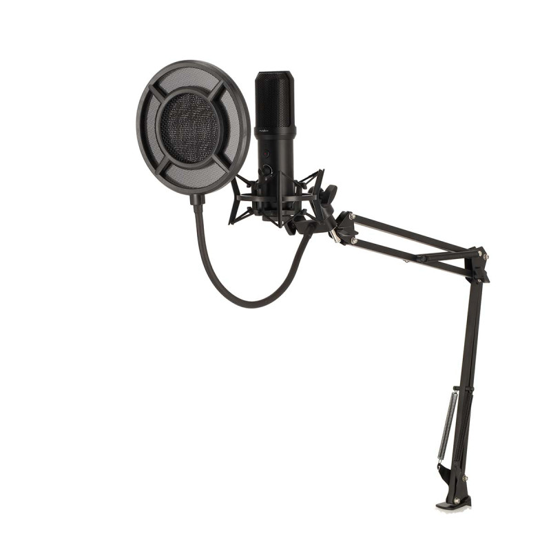 Microphone de Streaming USB Nedis avec bras articulé GSMIC410BK - rer electronic