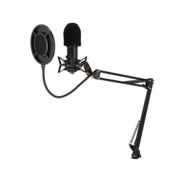 Microphone de Streaming USB Nedis avec bras articulé GSMIC410BK - rer electronic