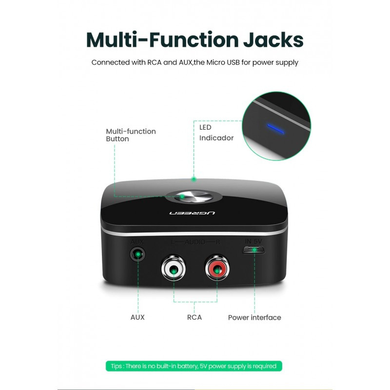 RECEPTEUR BLUETOOTH APTX 5.4 SORTIE RCA BTAPTX - rer electronic