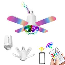 LAMPE RVB 24W DISCO 4 PALES + ENCEINTE BLUETOOTH INTEGRE E27RVBPALE - rer electronic