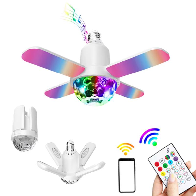 LAMPE RVB 24W DISCO 4 PALES + ENCEINTE BLUETOOTH INTEGRE E27RVBPALE - rer electronic