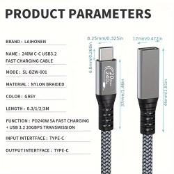 CORDON RALLONGE USB C M/F 3MT RALL3MT - rer electronic