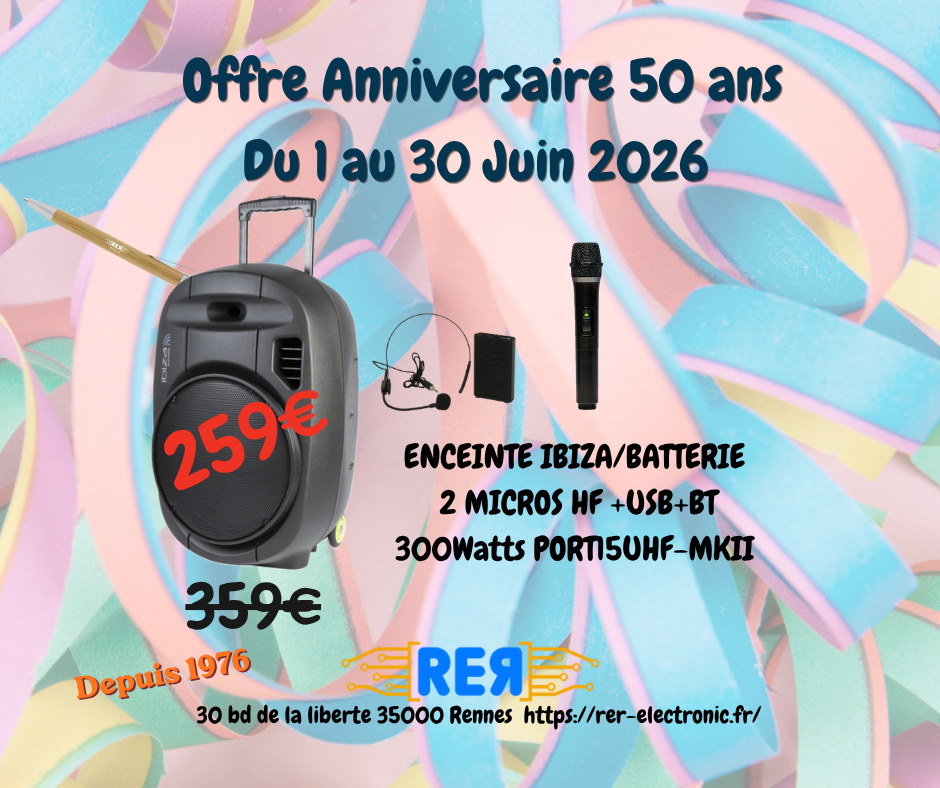 ENCEINTE AMPLIFIE 200W IBIZA USB+2 MICRO HF+BLUETOOTH