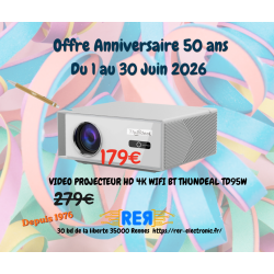 VIDEO PROJECTEUR HD 4K WIFI BT THUNDEAL TD95W TD95W - rer electronic