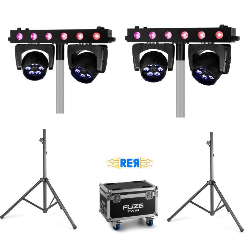 LOCATION 2 BARRES LYRE WASH + LED - FUZE TWIN +RACK + 2 PIEDS FUZZTWIN - rer electronic