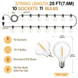 GUIRLANDE 7.50MTS 15 LAMPES LEDS BLANC CHAUD GUIRLCHAUD - rer electronic
