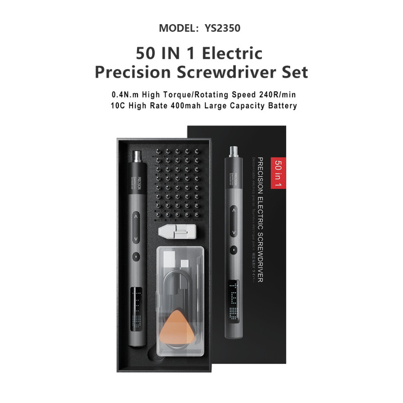 COFFRET TOURNEVIS ELECTRIQUE + 50 EMBOUTS+ CABLE USB C JM-Y02 - rer electronic