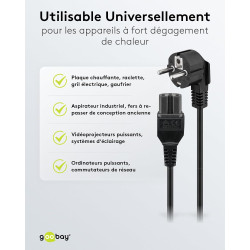 CORDON SECTEUR IEC FENDU 1.10mt CABLE-710 - rer electronic
