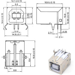 FICHE USB B CHASSIS FEMELLE COUSBCIMP-B - rer electronic