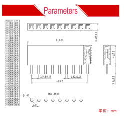 BARRETTE FEMELLE 40BR AU PAS DE 5.24MM COANF1D40GH7 - rer electronic