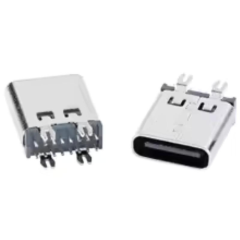 CONNECTEUR USB C FEMELLE VERTICAL TRAVERSANT 16PIN USBCVERTRAV - rer electronic