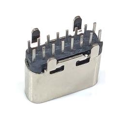 CONNECTEUR USB C FEMELLE VERTICAL TRAVERSANT 16PIN  - rer electronic