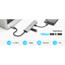 HUB USB C 3.2 10GBPS 4 PORTS USB C RX0110GBPS - rer electronic